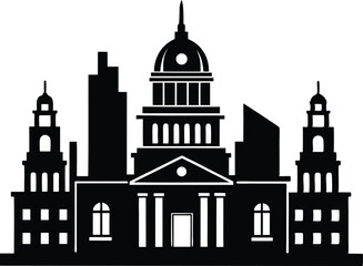 Vector Illustration of the Black Silhouette of Philadelphia , Independence Hall
