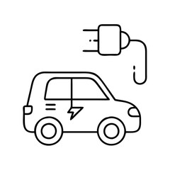 electric car icon, electric car line art - simple line art of electric car, perfect for electric car logos and icons