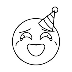 emoji with party hat icon, emoji with party hat line art - simple line art of emoji with party hat, perfect for emoji with party hat logos and icons