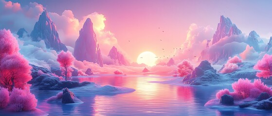 surreal magical world full of color and happiness, imaginative dreamy environment, whimsical creatures, fantasy scenery, generative AI art style