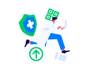 Medical characters fighting the epidemic flat vector concept operation hand drawn illustration
