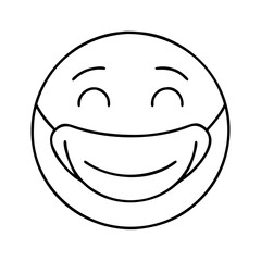 face mask with smile icon, face mask with smile line art - simple line art of face mask with smile, perfect for face mask with smile logos and icons