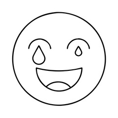 Obraz premium face with happy tear icon, face with happy tear line art - simple line art of face with happy tear, perfect for face with happy tear logos and icons