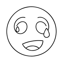 face with happy tear icon, face with happy tear line art - simple line art of face with happy tear, perfect for face with happy tear logos and icons