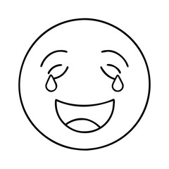 Fototapeta premium face with happy tear icon, face with happy tear line art - simple line art of face with happy tear, perfect for face with happy tear logos and icons