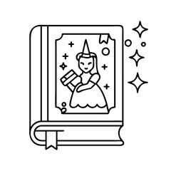 fairy tale book icon, fairy tale book line art - simple line art of fairy tale book, perfect for fairy tale book logos and icons