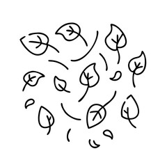 falling leaves icon, falling leaves line art - simple line art of falling leaves, perfect for falling leaves logos and icons
