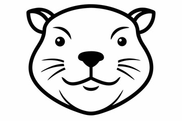 Beaver Head Outline Vector Illustration
