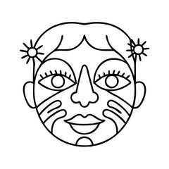 festive face paint icon, festive face paint line art - simple line art of festive face paint, perfect for festive face paint logos and icons