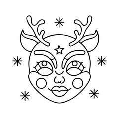 festive face paint icon, festive face paint line art - simple line art of festive face paint, perfect for festive face paint logos and icons