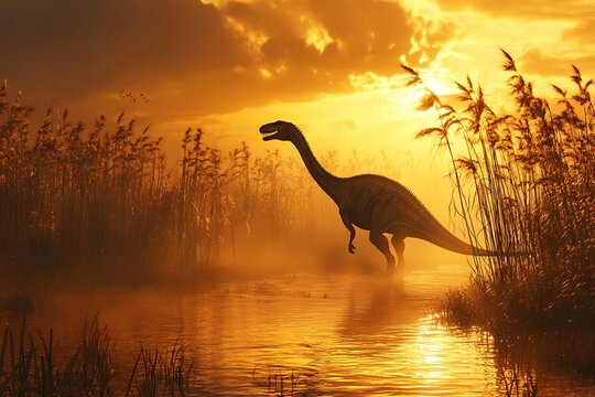 a dinosaur walking through fire