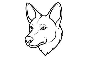Dingo Head Line Art Vector Illustration