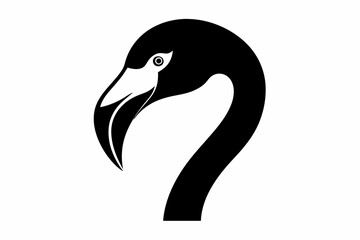 Flamingo Head Black Silhouette Vector Illustration