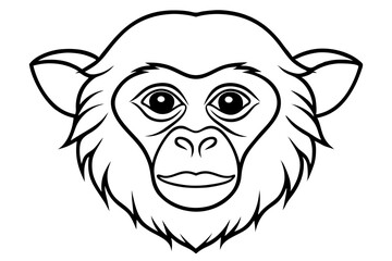 Gibbon Head Line Art Vector Illustration