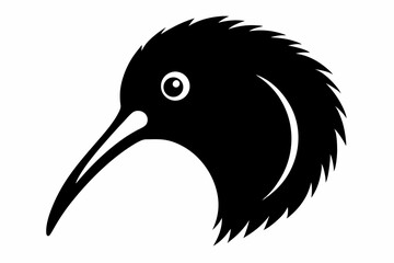 Fototapeta premium Kiwi Bird Head Black Silhouette Vector Illustration