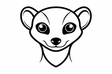 Meerkat Head Outline Vector Illustration