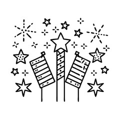 fireworks with american flag colors icon