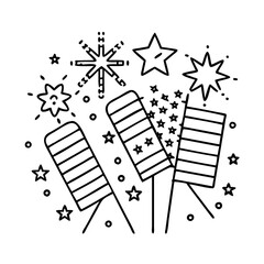 fireworks with american flag colors icon