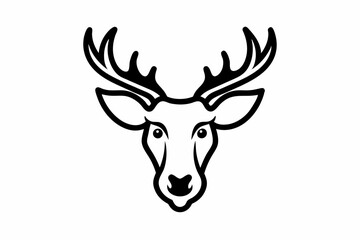 Moose Head Outline Vector Illustration