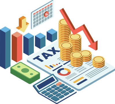 Isometric Tax Deduction Concept with Financial Elements