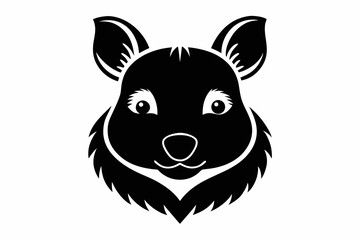 Quokka Head Black Silhouette Vector Illustration