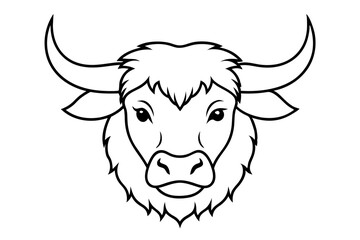 Yak Head Line Art Vector Illustration