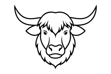 Yak Head Line Art Vector Illustration