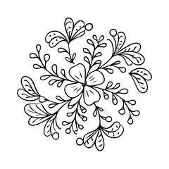 floral doodle icon, floral doodle line art - simple line art of floral doodle, perfect for floral doodle logos and icons