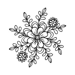 floral doodle icon, floral doodle line art - simple line art of floral doodle, perfect for floral doodle logos and icons