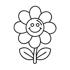 flower with smiley face icon, flower with smiley face line art - simple line art of flower with smiley face, perfect for flower with smiley face logos and icons