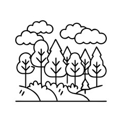 forest icon, forest line art - simple line art of forest, perfect for forest logos and icons