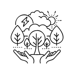 forest conservation icon, forest conservation line art - simple line art of forest conservation, perfect for forest conservation logos and icons