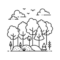 forest ecosystem icon, forest ecosystem line art - simple line art of forest ecosystem, perfect for forest ecosystem logos and icons
