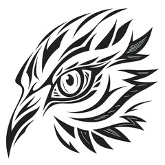 Obraz premium a minimalist black and white vector style illustration of bald eagle head