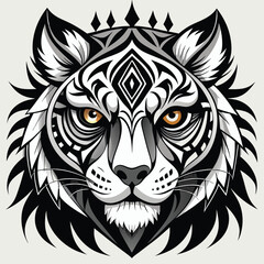 a striking black and white vector design of a tiger