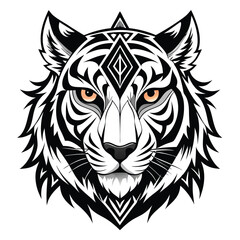 a striking black and white vector design of a tiger