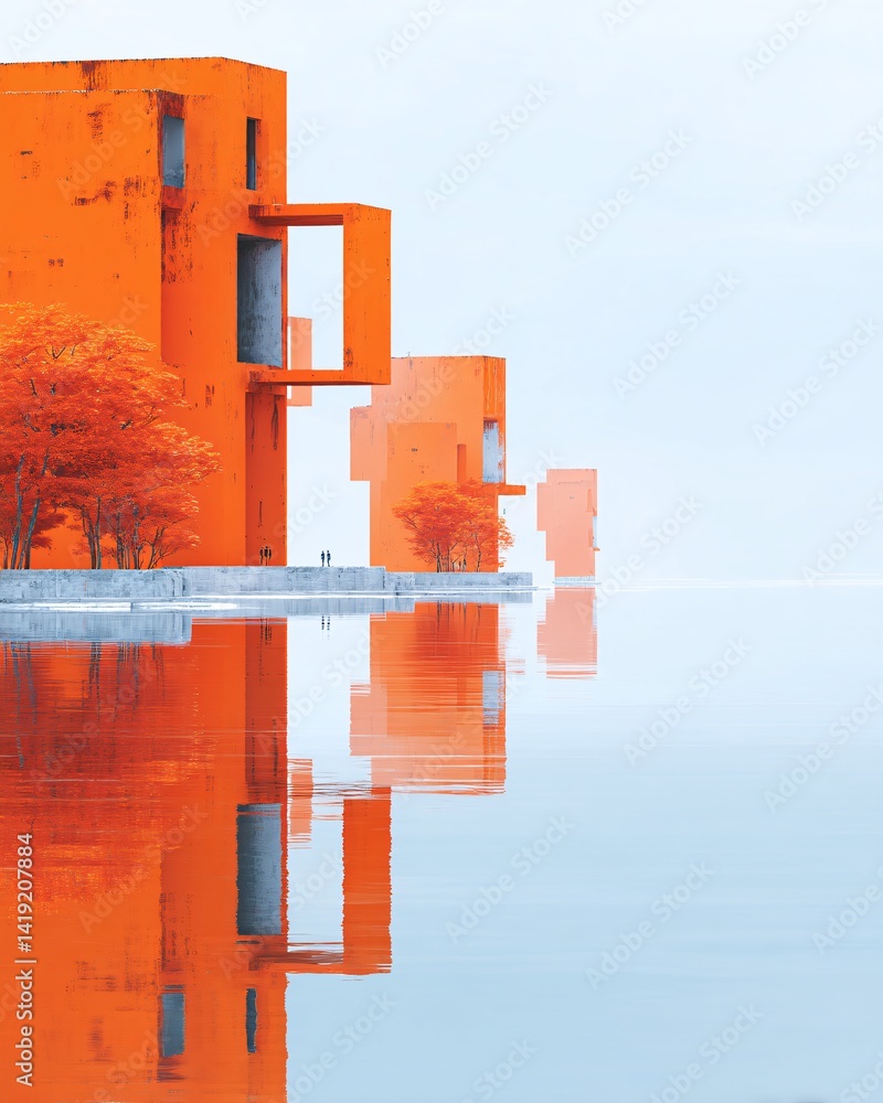 Poster metropolis of the future with floating structures, dynamic smart buildings, interconnected digital h
