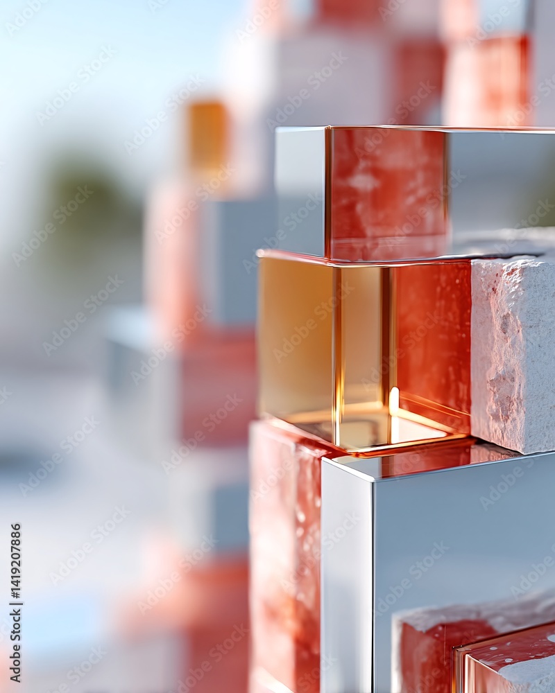 Poster metropolis of the future with floating structures, dynamic smart buildings, interconnected digital h