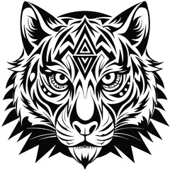 a striking black and white vector design of a tiger