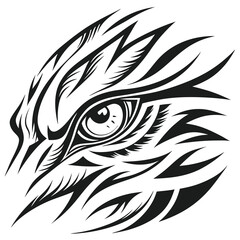 a striking black and white vector design of a tiger