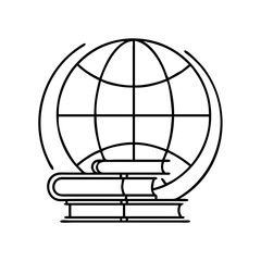 globe with books icon, globe with books line art - simple line art of globe with books, perfect for globe with books logos and icons