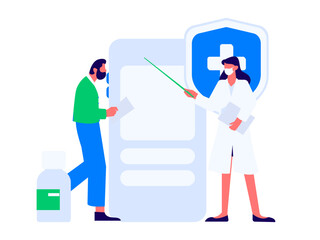 Medical characters fighting the epidemic flat vector concept operation hand drawn illustration
