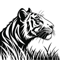 Obraz premium elegant black silhouette of a tiger s head facing