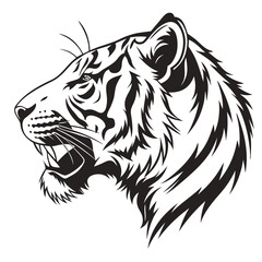 tiger face silhouette vector black
