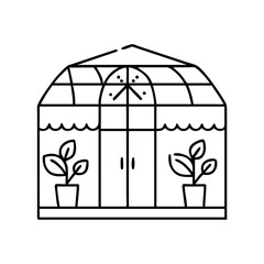 greenhouse icon, greenhouse line art - simple line art of greenhouse, perfect for greenhouse logos and icons