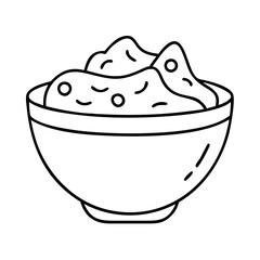 guacamole bowl icon, guacamole bowl line art - simple line art of guacamole bowl, perfect for guacamole bowl logos and icons
