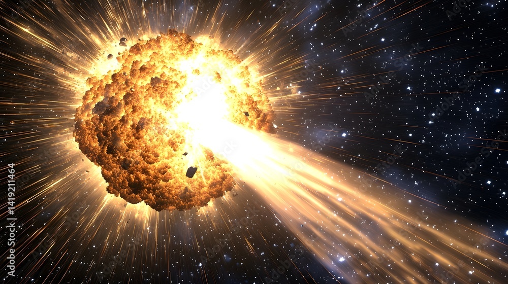 Poster captivating cosmic explosion showcasing the dynamic and mesmerizing nature of the expansive universe