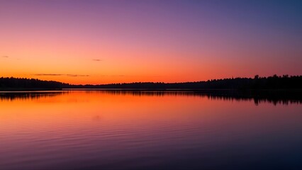 A serene lake at sunset