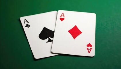 Obraz premium Four aces laid out in a square, showing suits , graphic design, winner, texture