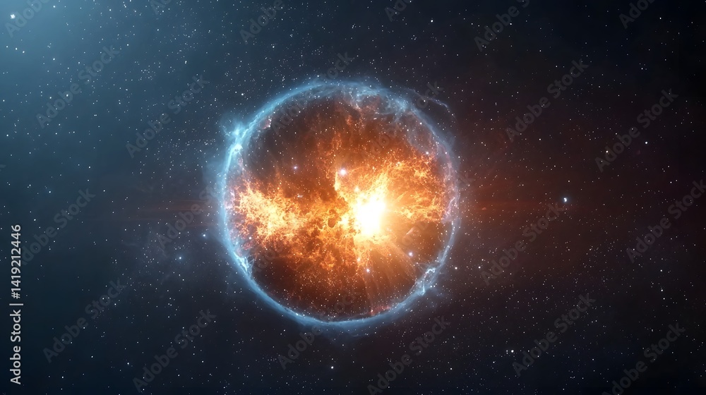 Poster breathtaking image capturing the powerful explosion of a supernova unleashing a mesmerizing display 